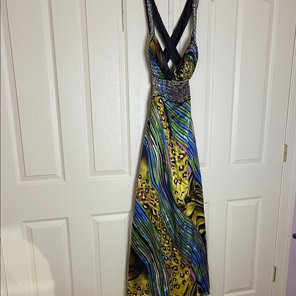 Vibrant Animal Print Maxi Dress